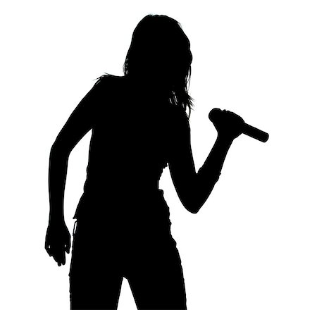 shadow woman singing into microphone - Girl Singing - Silhouette Stock Photo - Budget Royalty-Free & Subscription, Code: 400-06127323
