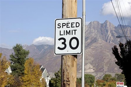Speed Limit Thirty with Mountains on the background Stock Photo - Budget Royalty-Free & Subscription, Code: 400-06127548