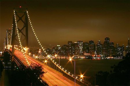 simsearch:400-06093657,k - San Francisco and the Bay Bridge at Night Stock Photo - Budget Royalty-Free & Subscription, Code: 400-06128292