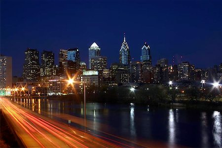 philadelphia at night time - Cars traveling on the highway in Philadelphia Stock Photo - Budget Royalty-Free & Subscription, Code: 400-06128469