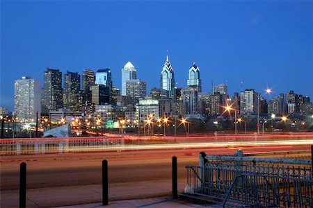 philadelphia at night time - Cars traveling on a street in Philadelphia Stock Photo - Budget Royalty-Free & Subscription, Code: 400-06128471