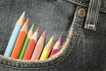 students working with tools - pencils in a jeans pocket Stock Photo - Budget Royalty-Free & Subscription, Code: 400-06128581