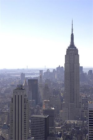 View of empire state building and downtown manhattan from the roof of the rockefeller building, new york, america, usa Photographie de stock - Aubaine LD & Abonnement, Code: 400-06129387