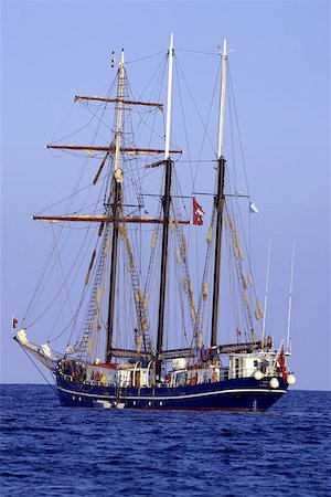 Three sail schooner, cala bona, mallorca, majorca, spain Stock Photo - Budget Royalty-Free & Subscription, Code: 400-06129976