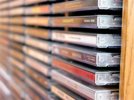 Rows of music cds in a cd holder, shallow dof Stock Photo - Budget Royalty-Free & Subscription, Code: 400-06134010