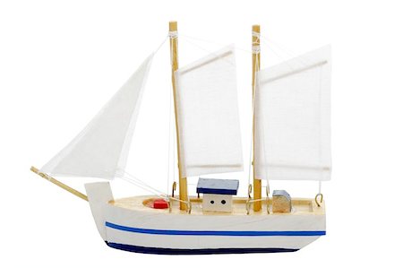 simsearch:400-04803943,k - toy sailing boat on white background Stock Photo - Budget Royalty-Free & Subscription, Code: 400-06134312