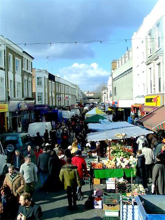 european street food market - Famous London market place on a street with food and clothing Stock Photo - Budget Royalty-Free & Subscription, Code: 400-06134597