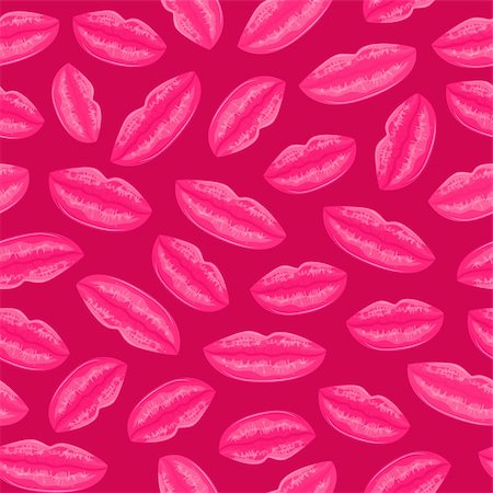 Seamless Pink Pattern With Woman Lips. Vector illustration Stock Photo - Budget Royalty-Free & Subscription, Code: 400-06135808