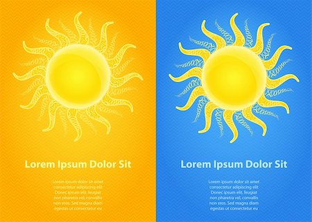 full sun icon - Set of Invintation Card with Yellow Shiny Sun on Blue and Orange Backdrop. Vector Stock Photo - Budget Royalty-Free & Subscription, Code: 400-06135826