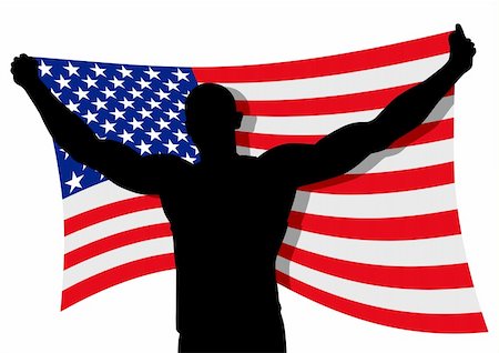 simsearch:400-09097931,k - Vector illustration of a man figure carrying the flag of USA Fotografie stock - Microstock e Abbonamento, Codice: 400-06135845