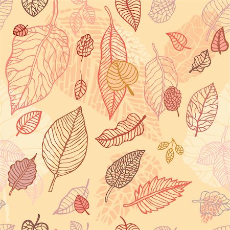 Autumn falling leaves background.  Seamless  vector pattern Stock Photo - Budget Royalty-Free & Subscription, Code: 400-06135915