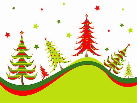 christmas trees background, abstract vector art illustration; image contains gradient mesh Stock Photo - Budget Royalty-Free & Subscription, Code: 400-06136185