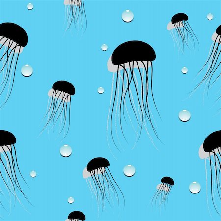 jellyfish pattern, abstract seamless texture; vector art illustration Stock Photo - Budget Royalty-Free & Subscription, Code: 400-06136189