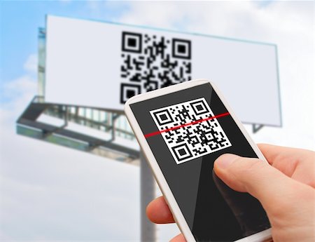 Reading of QR Code from Billboard with Smartphone Stock Photo - Budget Royalty-Free & Subscription, Code: 400-06136277