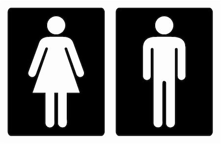 Simple unisex toilet door symbols or signs in black and white Stock Photo - Budget Royalty-Free & Subscription, Code: 400-06136369