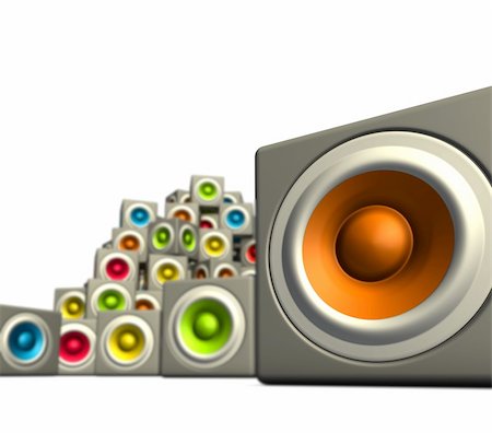 3d stack of multiple color cubic sound system woofer on white Photographie de stock - Aubaine LD & Abonnement, Code: 400-06136390