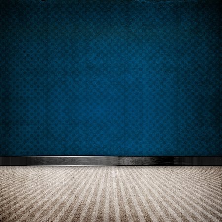 blue retro vintage grunge empty room Stock Photo - Budget Royalty-Free & Subscription, Code: 400-06136451