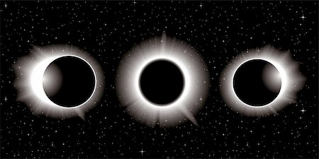 stars in black night sky - solar eclipse illustration in three stages Stock Photo - Budget Royalty-Free & Subscription, Code: 400-06136489