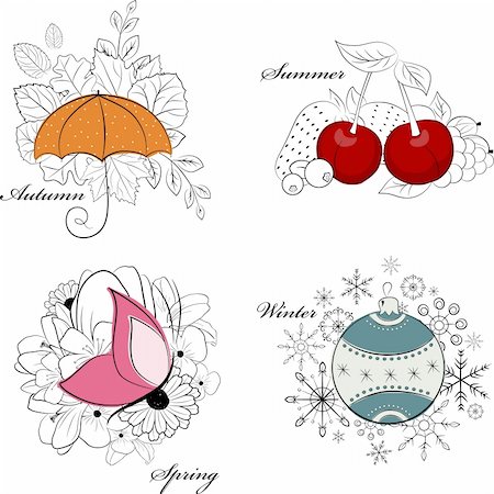 Vector picture with 4 seasons Stock Photo - Budget Royalty-Free & Subscription, Code: 400-06136505