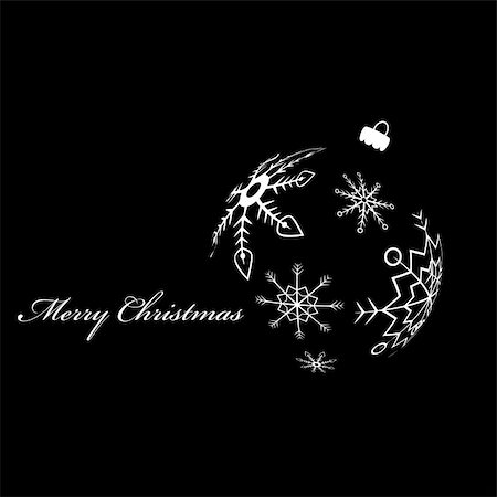 White silhouette of christmas ball Foto de stock - Super Valor sin royalties y Suscripción, Código: 400-06136513