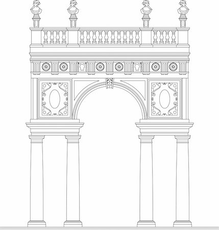 dorique - Ancient Antic Arch Composition With Statues Doric style Photographie de stock - Aubaine LD & Abonnement, Code: 400-06136949