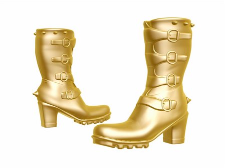 simsearch:400-05317494,k - golden rock boots isolated on white background Photographie de stock - Aubaine LD & Abonnement, Code: 400-06137031