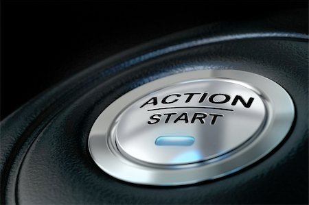 pushed action start button over black background, blue light, motivation concept Stock Photo - Budget Royalty-Free & Subscription, Code: 400-06137206