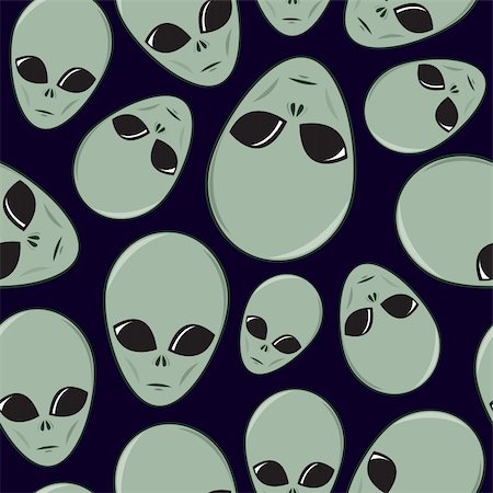 Seamless pattern made up of cartoon alien faces. Stock Photo - Budget Royalty-Free & Subscription, Code: 400-06137248