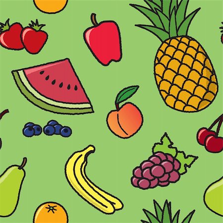 A seamless pattern of common fruit that would be found at most grocery stores. Stock Photo - Budget Royalty-Free & Subscription, Code: 400-06137252