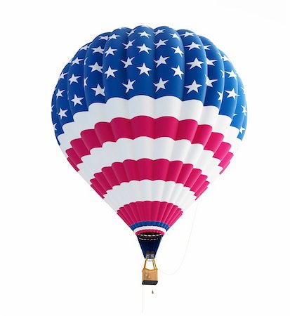 hot air balloon usa flag isolated on a white background Stock Photo - Budget Royalty-Free & Subscription, Code: 400-06137271