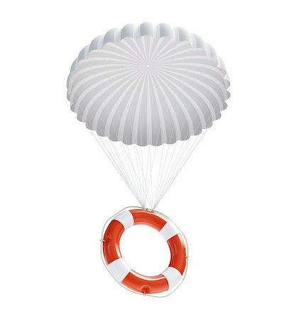 simsearch:400-06527467,k - Life Buoy at parachute isolated on a white background Stock Photo - Budget Royalty-Free & Subscription, Code: 400-06137302