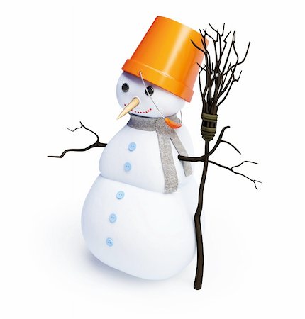 dance broom - snowmen isolated on a white background Stock Photo - Budget Royalty-Free & Subscription, Code: 400-06137336