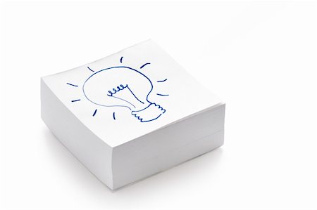 draw light bulb - lightbulb drawing on a stack of post it notes illustrating the concept of having an idea Stock Photo - Budget Royalty-Free & Subscription, Code: 400-06137352