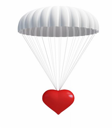 heart at  parachute on a white background Stock Photo - Budget Royalty-Free & Subscription, Code: 400-06137374