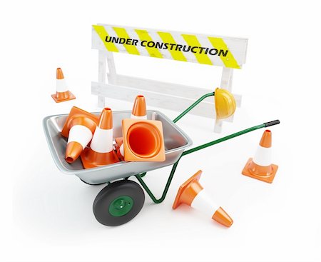 simsearch:400-05717990,k - wheelbarrow under construction on a white background Foto de stock - Super Valor sin royalties y Suscripción, Código: 400-06137399