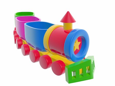 colorful toy freight train isolated on white background 3D Stock Photo - Budget Royalty-Free & Subscription, Code: 400-06137513