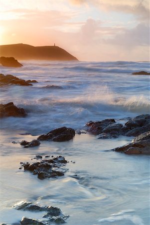 simsearch:6102-08994811,k - Cornish seascape shot at sunset. View to Stepper Point. Foto de stock - Royalty-Free Super Valor e Assinatura, Número: 400-06137616