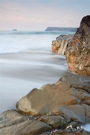 Polzeath seascape. Motion blur in waves, focus on rocks. Stock Photo - Budget Royalty-Free & Subscription, Code: 400-06137662