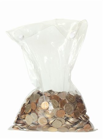 simsearch:400-06763216,k - a lot of coins in a bag, isolated Stock Photo - Budget Royalty-Free & Subscription, Code: 400-06137715