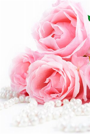 petal on stone - Beautiful pink roses and white pearls Stock Photo - Budget Royalty-Free & Subscription, Code: 400-06138136