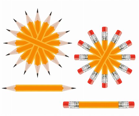 simsearch:400-05289294,k - Set of Pencils on white background. Foto de stock - Super Valor sin royalties y Suscripción, Código: 400-06138260