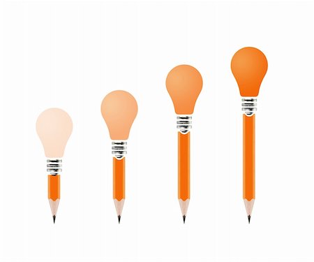 electrical supply art - pencils with light bulb head on white background. Stock Photo - Budget Royalty-Free & Subscription, Code: 400-06138261