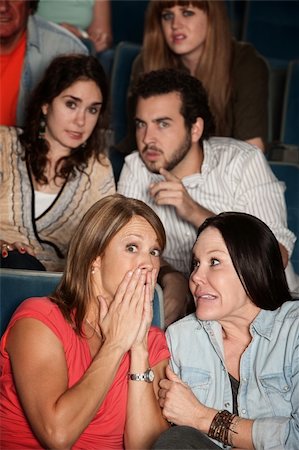 Group of scared men and women in a theater Stock Photo - Budget Royalty-Free & Subscription, Code: 400-06138376