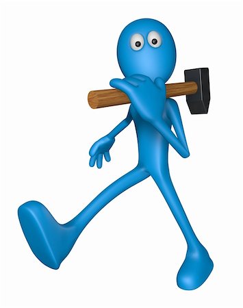 blue guy with big hammer - 3d illustration Stock Photo - Budget Royalty-Free & Subscription, Code: 400-06138520