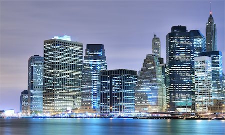 simsearch:400-08813469,k - Lower Manhattan at night in New York City Stock Photo - Budget Royalty-Free & Subscription, Code: 400-06138733