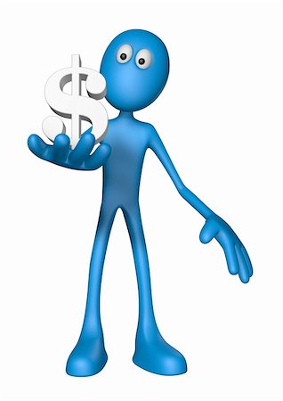 eyes cartoon - blue guy and dollar symbol - 3d illustration Stock Photo - Budget Royalty-Free & Subscription, Code: 400-06138964