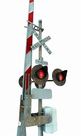 railroad crossing isolated on white background Stock Photo - Budget Royalty-Free & Subscription, Code: 400-06139149