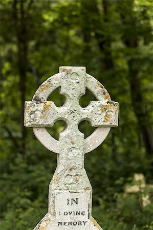 simsearch:400-07570169,k - Old stone cross in Graveyard with writing Photographie de stock - Aubaine LD & Abonnement, Code: 400-06139483