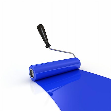 blue paint roller Stock Photo - Budget Royalty-Free & Subscription, Code: 400-06139658