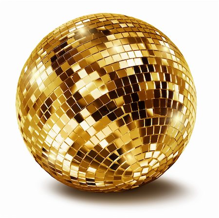 Golden disco mirror ball isolated on white background Stock Photo - Budget Royalty-Free & Subscription, Code: 400-06139797